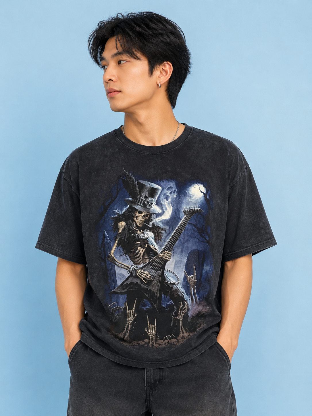 Men's Acid Washed Vintage Graphic Tee