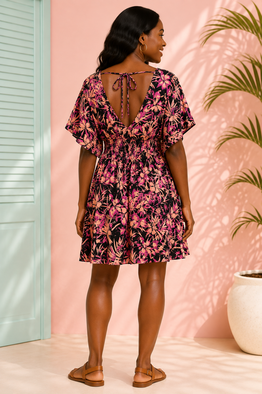 Hawaiian Ruched Waist Dress