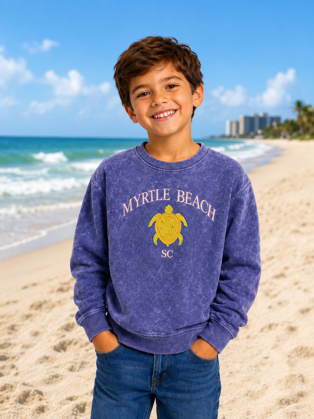 Kids Acid Washed Crewneck