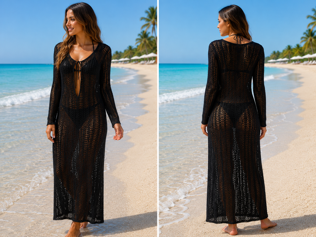 Women's Long Sleeve Mesh Cover-up